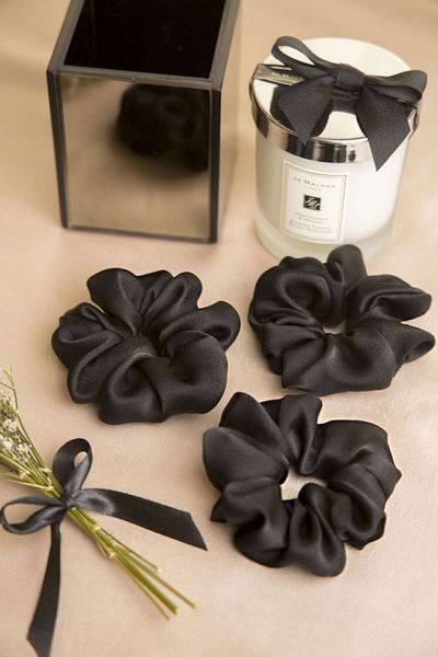 SARAH Set cu catarame din satin negru din 3 piese