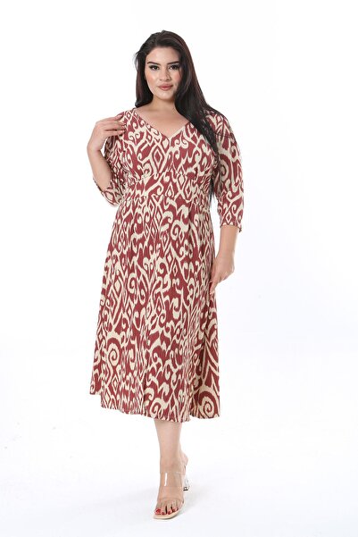 Şans Πολύχρωμο φόρεμα με λαιμόκοψη σε σχήμα V - 65N38318