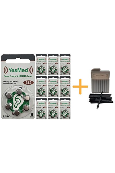 Extra Power 312 No İşitme Cihazı Pili (10Paketx6Adet=60AdetPil)+ HEDİYE YesMed WaxStop Filtre
