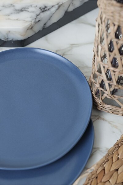 Keramika Mat Mavi Sardes Pasta Tabağı 22 Cm 6 Adet 399