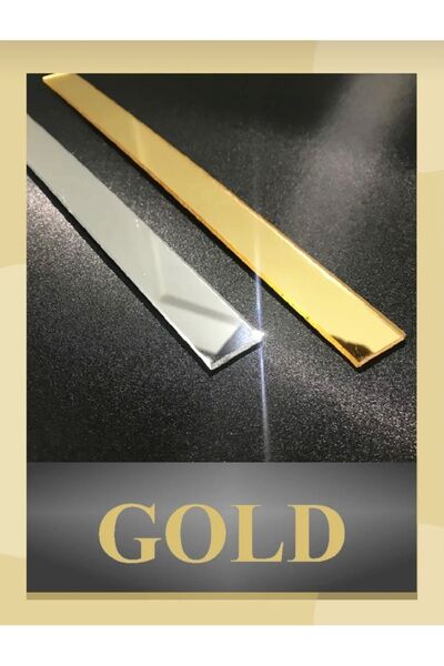 EYKA STORE Dekoratif Şerit Gümüş - Gold Ayna Yapışkanlı Pleksi Duvar Süsü 2.5...