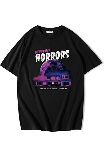 BRZ COLLECTION Tricou oversize unisex Downtown Horrors