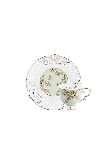 Kosova WATER GREEN EMBROIDERED 6 PERSON TURKISH COFFEE CUP
