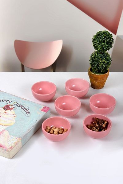 Keramika Pink Cloud Mini Μπολ Σνακ / Μπολ Σάλτσας 8 εκ. 6 Τεμάχια