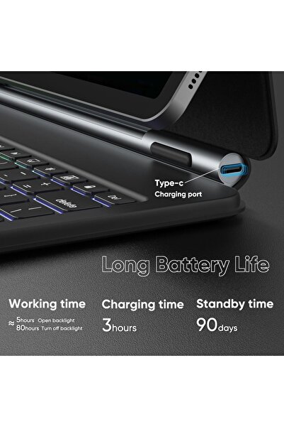 Fogy Galaxy Tab S8+ plus (SM-X800/X806/X808) Uyumlu Magic Keyboard Touchpad RGB Işıklı Klavyeli Kılıf