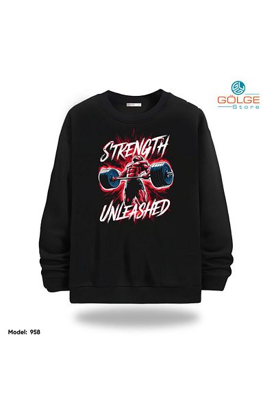 Gölge Store Gym Body Chest Printed Slimfit Crew Neck 2 Thread Unisex Sweatshirt