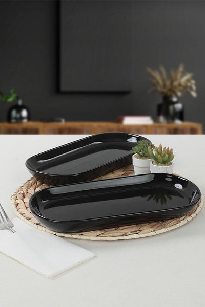 Keramika Farfurie Barca Neagra Noyan 28 Cm 2 Bucati