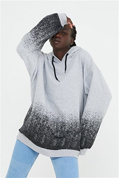 BRZ COLLECTION Hanorac cu glugă cu imprimeu supradimensionat unisex