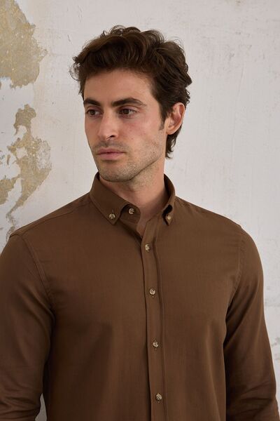 RAVANELLI Ανδρικό πουκάμισο Slim Fit - Βαμβακερό, Κοτλέ, Γιακάς με κουμπιά