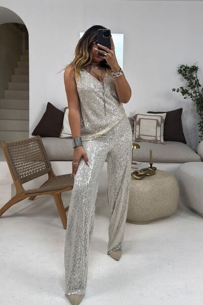 Sohotique By P Flitrovaná halenka s výstřihem do V kamínkové barvy