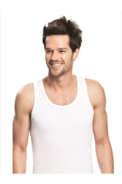 Tutku Men's White Undershirt - 100% Cotton Combed, Strappy, 3 Pieces