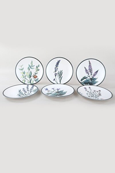 Keramika Farfurie Tort Gradina Flori 20 Cm 6 Bucati - 18938-39-40-41-42-43
