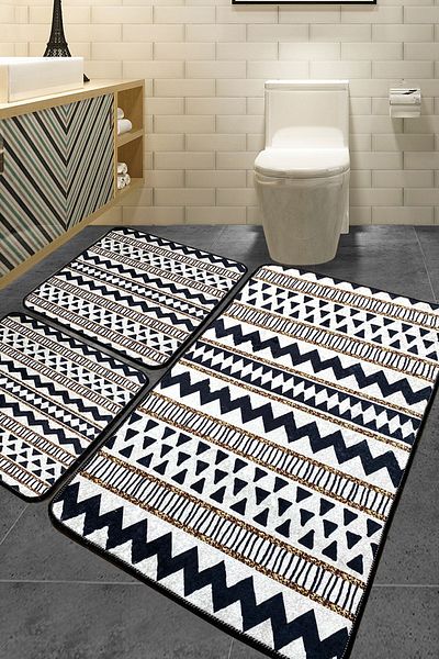 Chilai Home Linie Σετ 3 Χαλιά Μπάνιου 60x100 Cm 50x60 Cm 50x60 Cm Djtbanyo