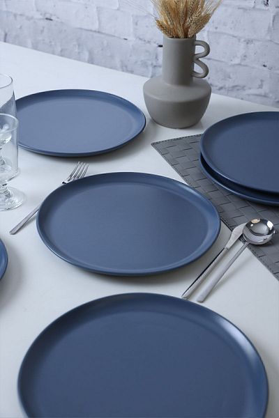 Keramika Farfurie Sardes Albastru Mat 28 Cm - 6 Bucati 399