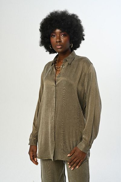 Orfeo Negro قميص نسائي بلون سادة كبير الحجم