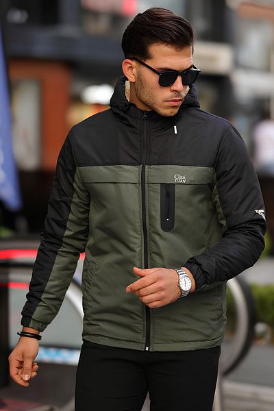 Clavi Men's Seasonal Hooded Jacket - Raincoat Black-Green