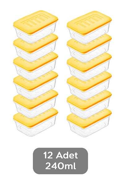 Meleni Home 12-Piece Yellow Refrigerator Organizer - Microwave and Diffuser Convenient Storage Container - 12X240Ml