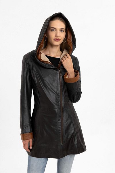 Deriderim Ulia Brown Women's Genuine Leather Coat