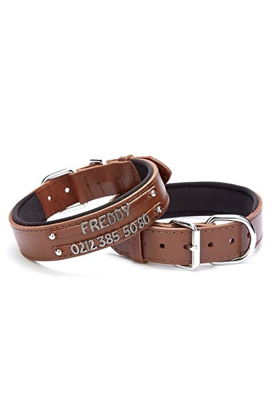 Doggie Yumuşak Dokulu Çift Isimlikli Köpek Boyun Tasması Kahverengi Sbt-3515 M