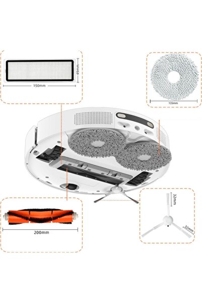 Ozemtek Xiaomi S10+ Plus Filter Brush Mop Mop Spare Set - 9 Pieces