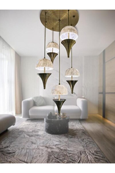 ÖZGÜL AYDINLATMA MODERN LEDLİ MERMER SOFYA 3 RENK SARKIT AVİZE