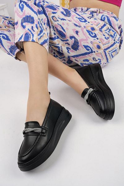 MUGGO Lucky Guaranteed Damen-Loafer, ovale Zehenpartie, dicke Sohle, Stein, täglicher Mokassin