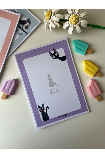 Hara Company Kiki Ghibli Anime Patterned A5 Notepad - Little Witch