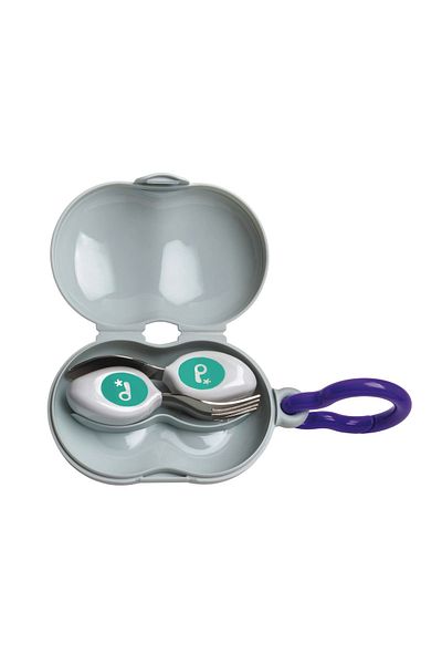 DODDL 2 Pieces Fork Spoon Set Aqua and Carrying Box