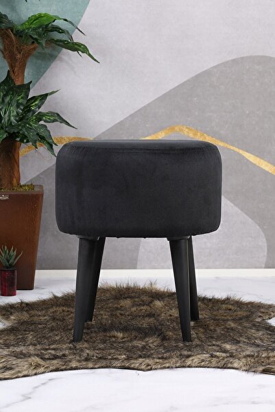 PufyHome Fix Siyah Gürgen Ayaklı (siyah) Çok Amaçlı Puf Koltuk