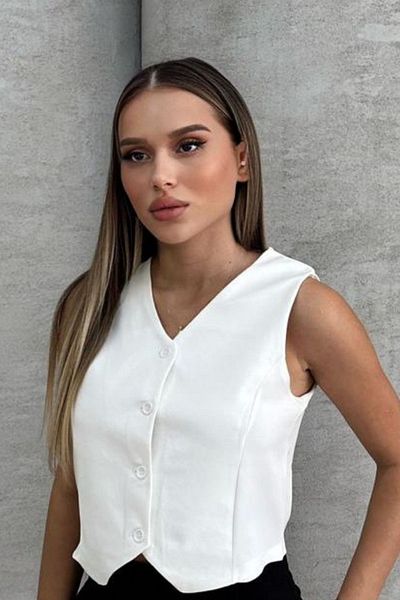 Balenbi V-Neck Short Double Crepe Vest - Women 1088