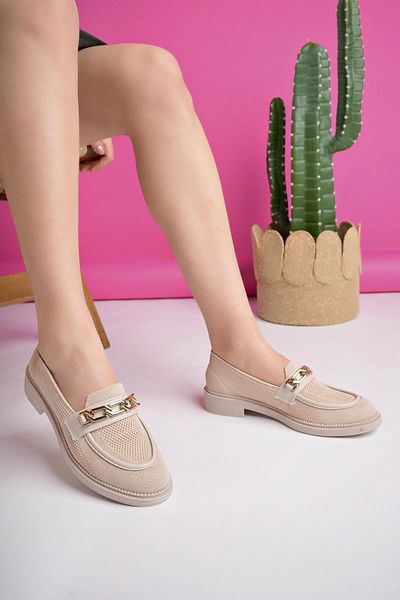 MUGGO Viola Garantierte Strickwaren-Damen-Loafer-Freizeitschuhe mit Metallschnalle