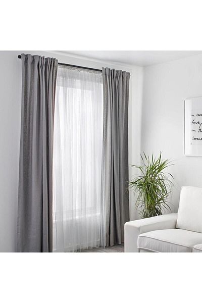 IKEA Lill Tulle Curtain 2 Wings White (Each Wing 280x300 Cm)
