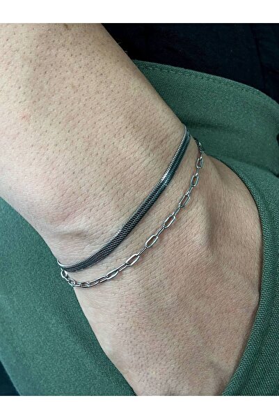 Arvens سوار فضي مرآة رفيعة للرجال والنساء - مع سلسلة، ستانلس ستيل، لون خالٍ من التشويه