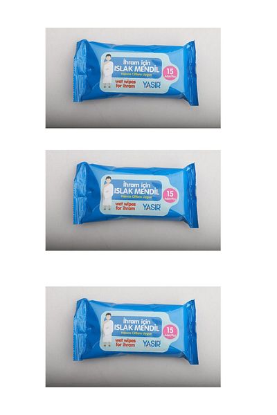 Yasir 3 Pieces of Unscented Wet Wipes - Ihlas Design for Hajj and Umrah