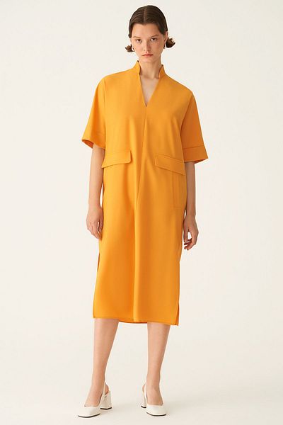 Perspective Edvin Comfortable Fit Tangerine Color Dress