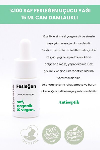 Naturana 100% Pure Basil Essential Oil Aromatherapy Oil Diffuser Fragrance 15 ml