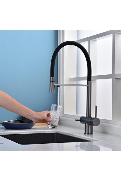 OEM Kitchen Sink Faucet Dual Flow Water Purification Outlet Spiral Anthracite Gray New Imported 7 Years Warranty