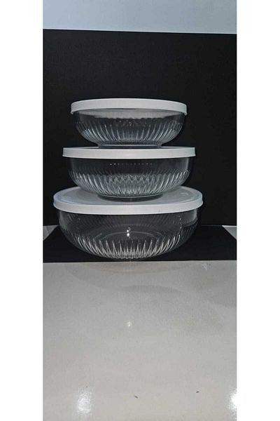LAV Tokyo Storage Container with White Lid - Set of 3 (880Cc-1500Cc-2600Cc)