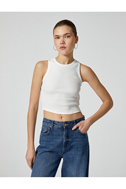 Koton Women's Basic Crop Tank Top