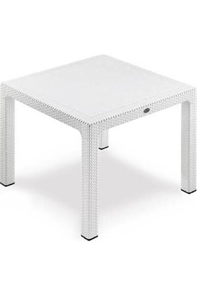 Özel Yapım Plastik Ayaklı Beyaz Rattan Bambu Masa 90x90 Ebat  Hızlı Ve