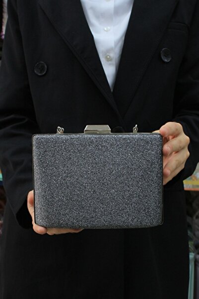 ROZA CANTA Kadın Gri Simlikum Abiye , Clutch Gece Çantası