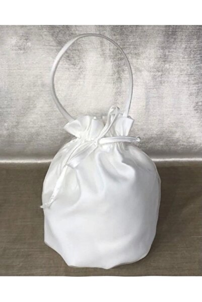 Lilyums Haute Couture&Design Kadın İnci Beyazı Saten Tül Kaplama Gelin Altın ...