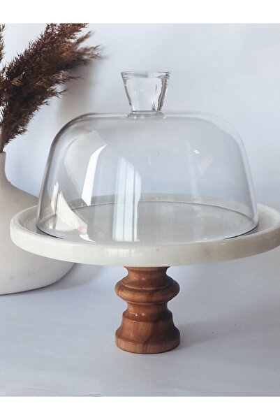 Madas Desıgn Mermer Sunumluk,kurabiyelik,pasta sunumu,cam kapaklı sunumluk