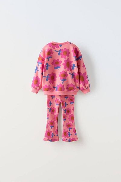 Daisy Dolly Ribbed Girl's Tights Set - Non-raised Floral Pattern