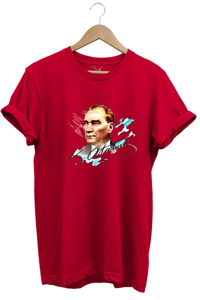 The Baski Atatürk Gokturk Nationalist Patterned - 100% Cotton Premium Red T-Shirt