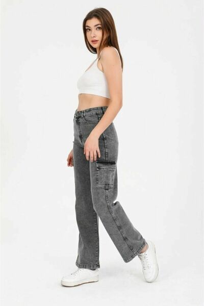 DRC trend Cataniza Lycra 90-ih Dimljeni Cargo Džinsovi sa Visokim Strukom i Š...