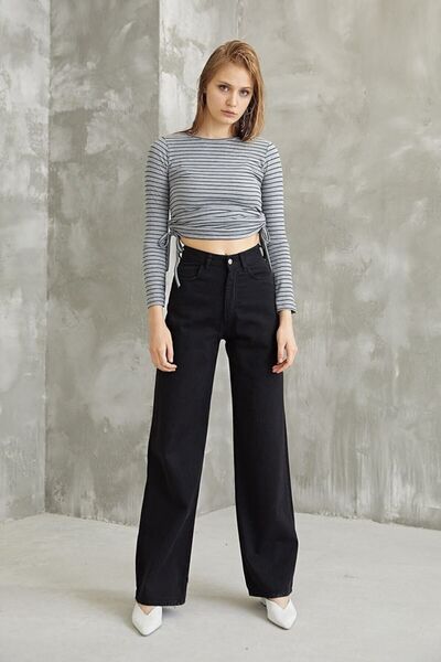 DRC trend بنطلون جينز فضفاض أسود عالي الخصر من Eyşan من التسعينيات