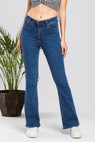 DRC trend Blugi Allstar Spaniol Deep Blue cu talie înaltă - Pantaloni evazați din denim