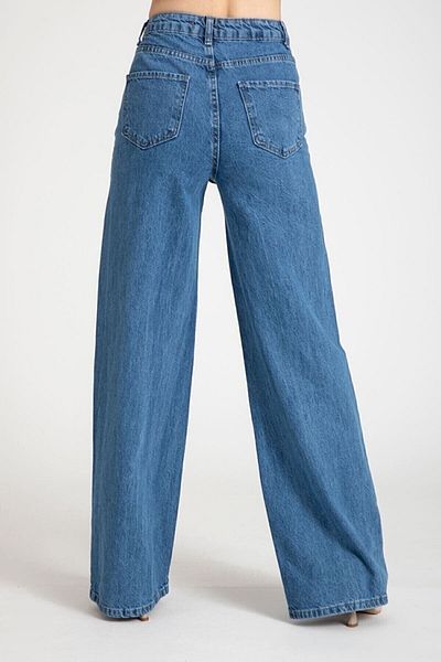 DRC trend Gold Icon 90's Smoked Lycra - Pantaloni palazzo largi cu talie înaltă