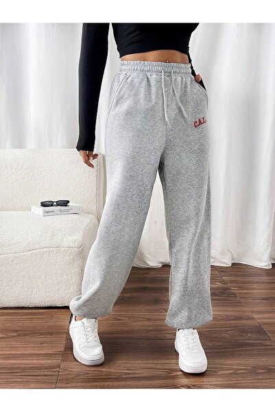 Mythologie California La Sweatpants Jogger - Gray Printed Elastic Leg High Waist
